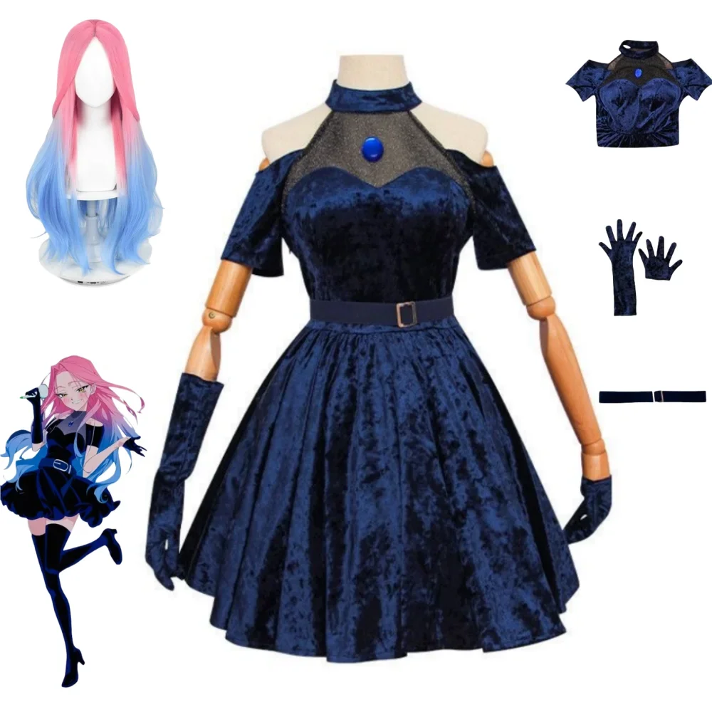 2026 Fantasia de Cosplay Mizi  - Anime Cosplay Blue Hair avaliação e preço